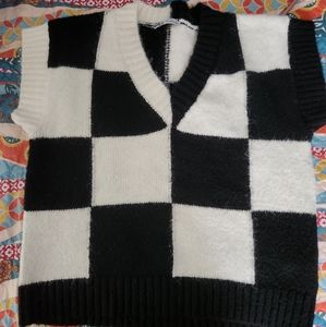 Wednesday vest • zara checkered knit vest